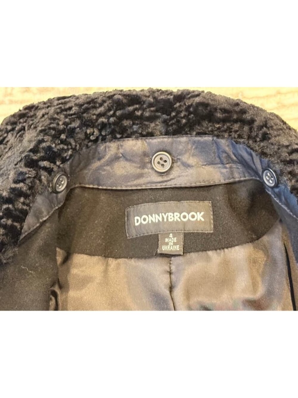 Donnybrook women's size 4 Black Wool Maxi Coat Faux Fur Cuffs Vintage - Picture 2 of 10